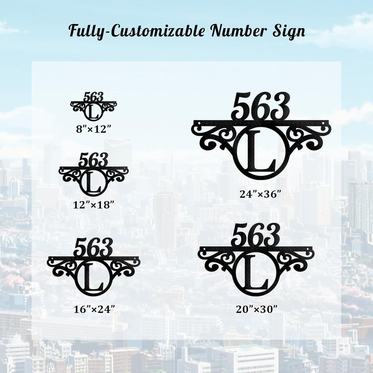 Custom Metal Address Sign Street Plaque with Initials, Personalized House Number Sign for Outside