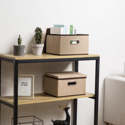 PRANDOM Storage Bins with Lids [3-Pack] Jute Fabric Foldable Storage Boxes Organizer Containers