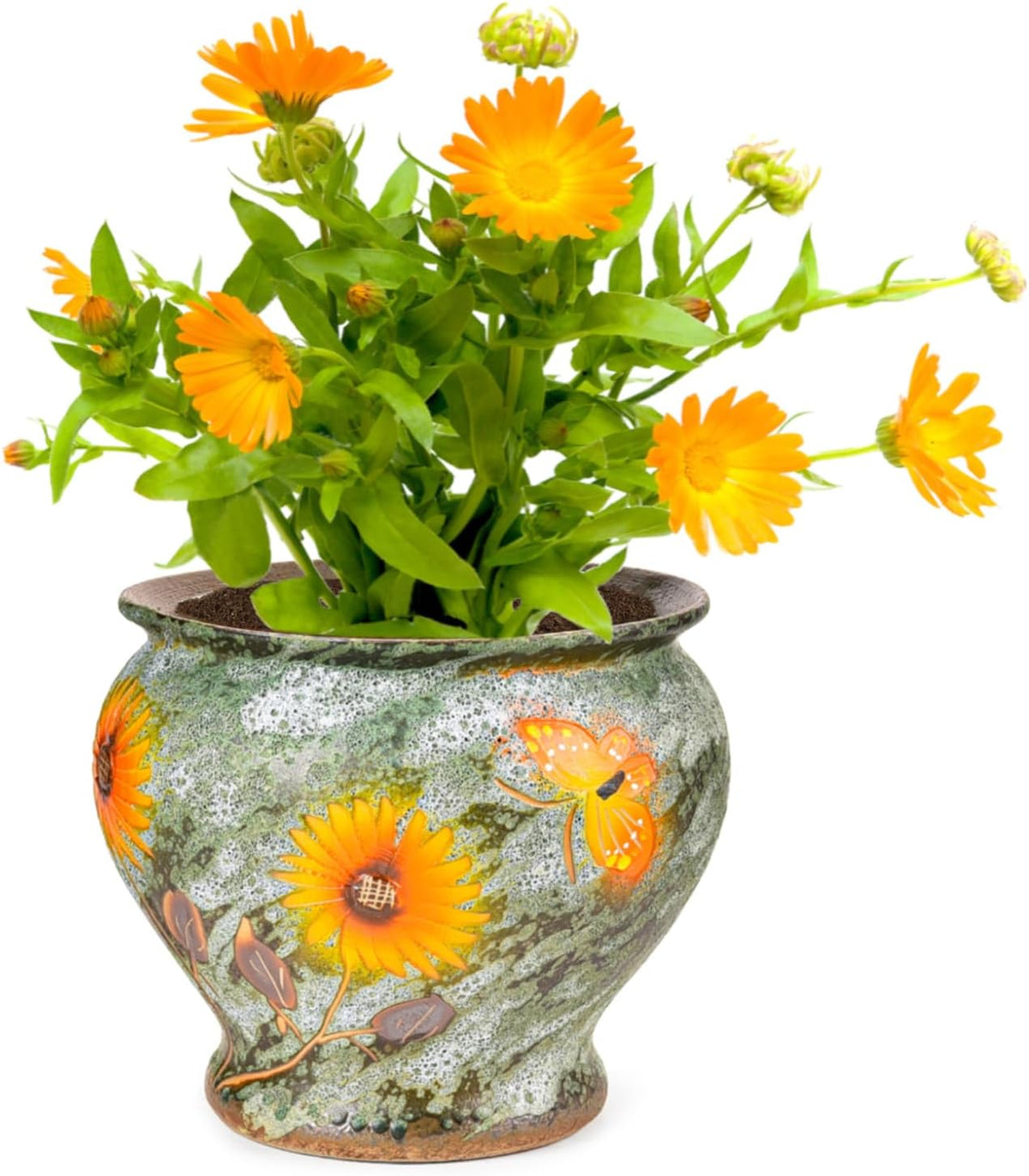 Sungmor Ceramic Hand Painted Succulent Flower Pots, 9 Inch Large Pottery Pots for Indoor Outdoor