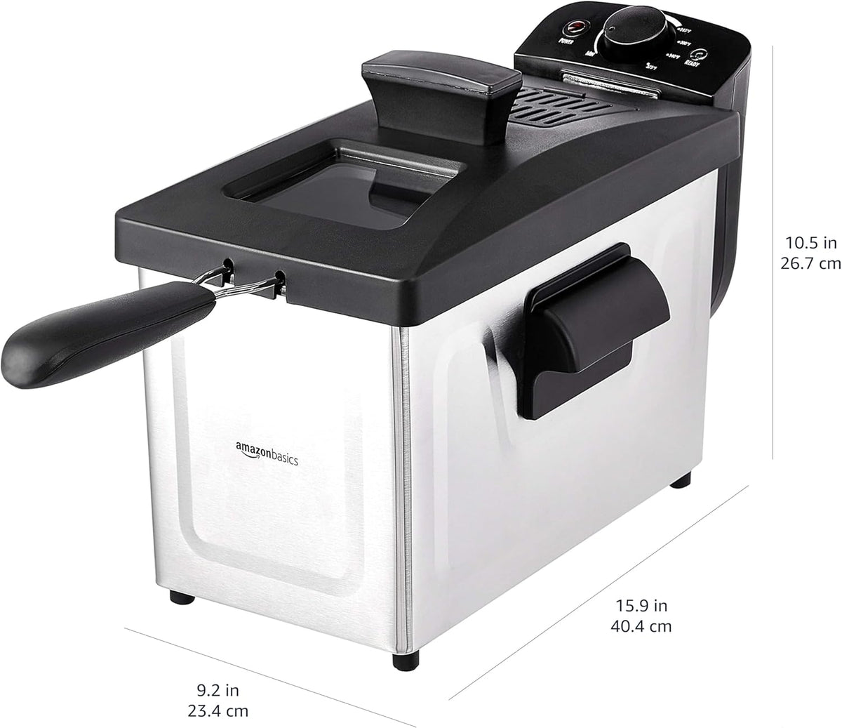 Amazon Basics 3.2-Qt (3.0L) Deep Fryer with 12-Cup Oil Capacity, Adjustable Temperature, Easy