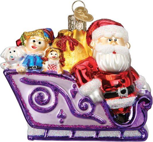 Old World Christmas Rudolph The Red-Nosed Reindeer Santa and Friends Glass Blown Ornament for