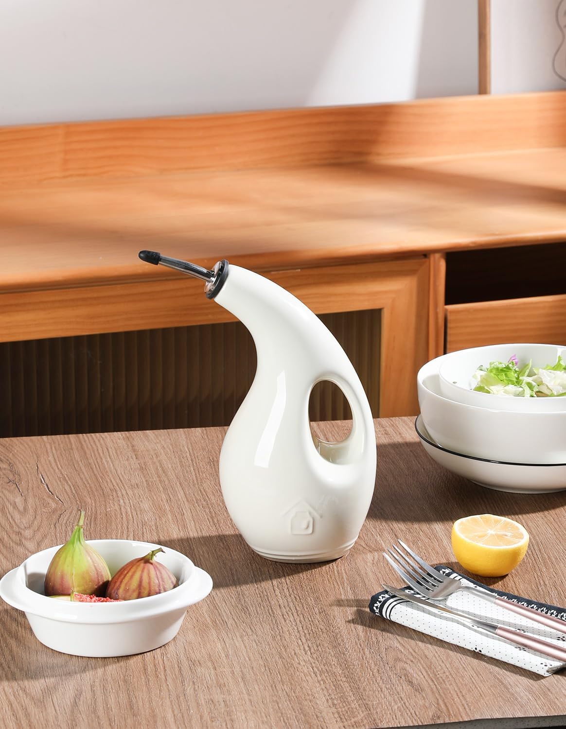 Sweejar Ceramic Olive Oil Dispenser Bottle,24 Oz Opaque Cruet Protects EVOO Oil to Reduce