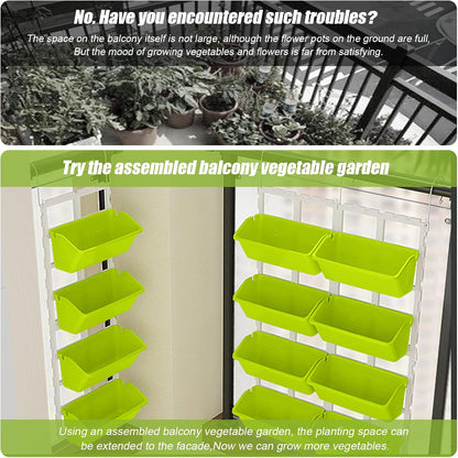 8 Pockets Vertical Planters,Wall Mounted Plastic Plant Grow Pots,Wall Pocket Planters for
