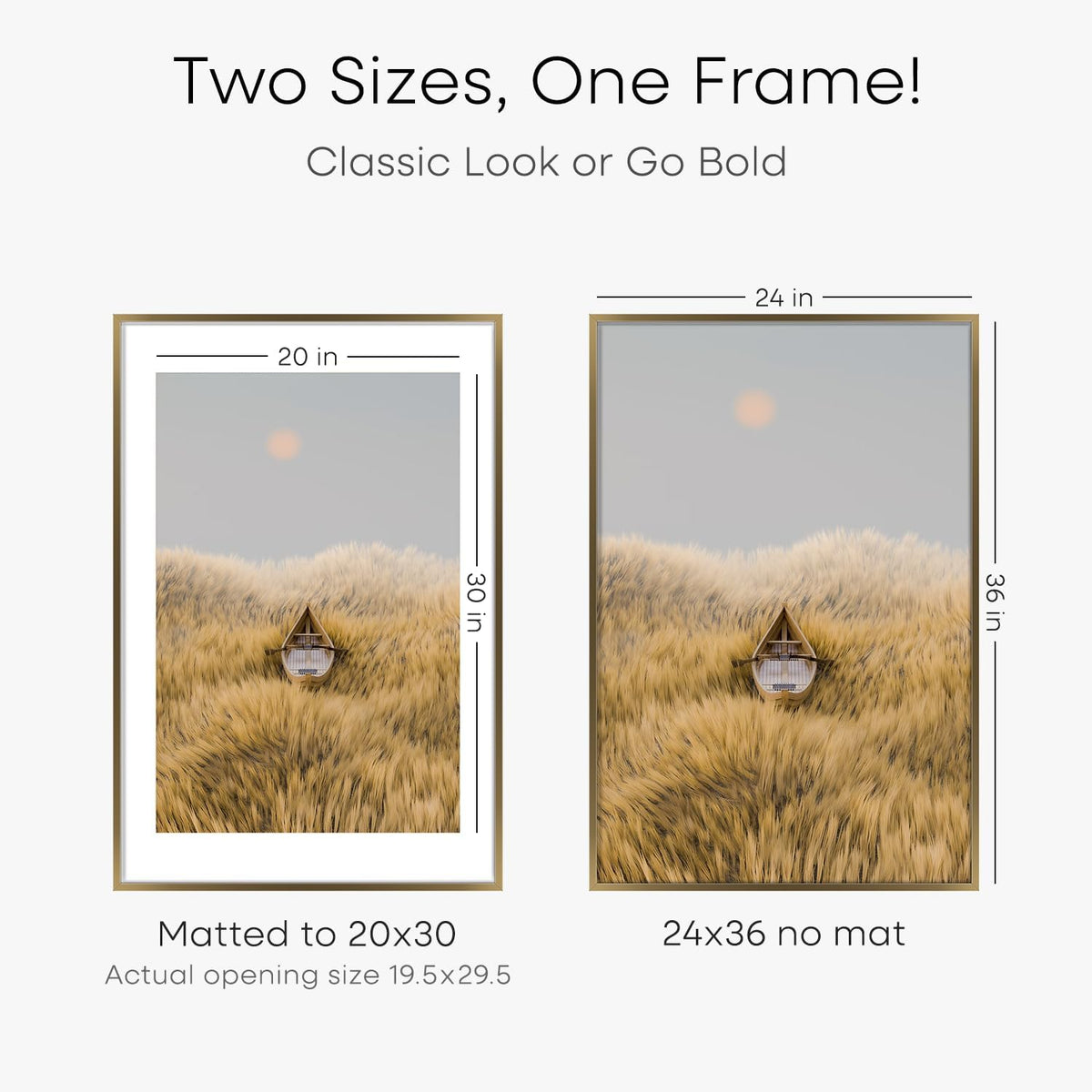 Homeforia 24x36 Picture Frame Bronze, High End Metal 24 x 36 Large Poster Frames with Mat 20 by 30
