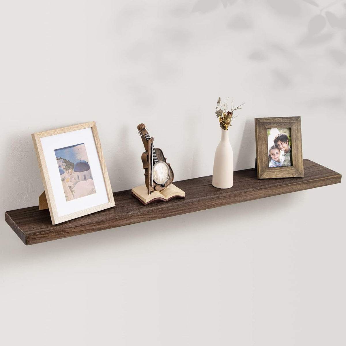 Axeman Floating Shelves for Wall, Rustic Elm Wood 48'' x 8" Deep Wall Shelf with Invisible Bracket