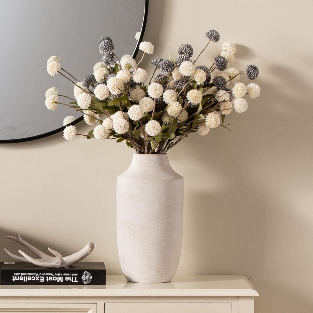 Mitt&Ditt Ceramic Flower Vase, 12.5 inch Tall Off-White Vase, Large Decorative Terracotta Vases