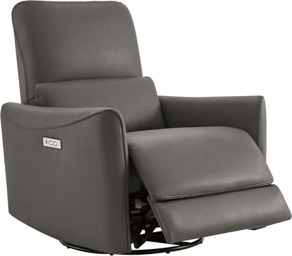 CHITA Power Recliner Chair Swivel Glider, FSC Certified Upholstered Faux Leather Living Room