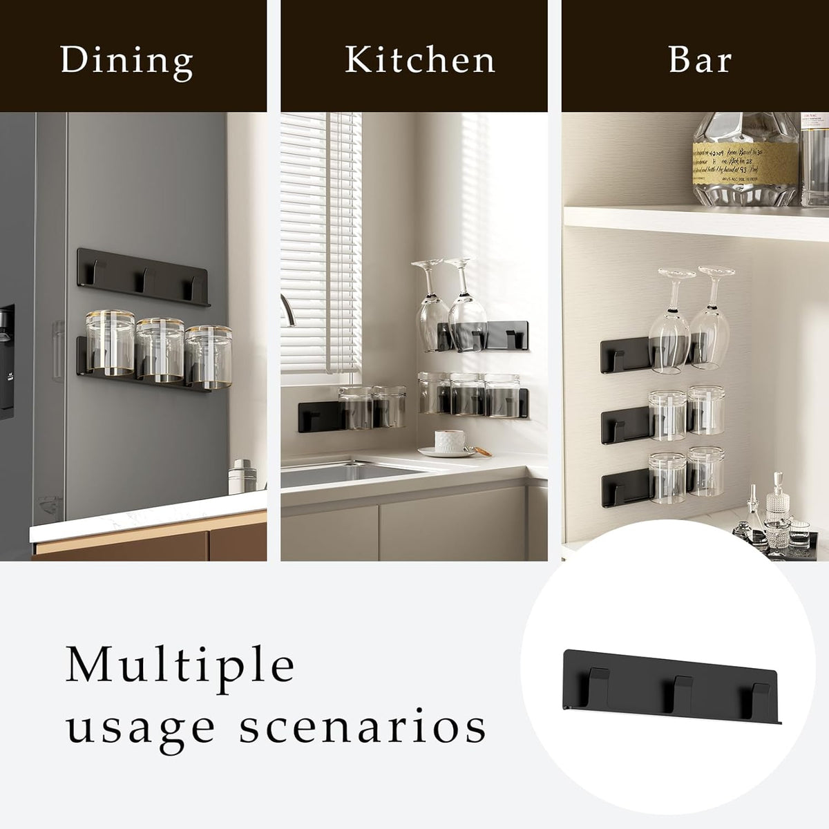 Cup Holder, 4 Pack Wine Glass Holder，No Drilling Installation Wine Glass Holder Wall Mounted for