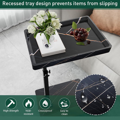 C Table End Table Adjustable Height, 360°Swivel TV Tray Table for Small Spaces, Couch Tables That