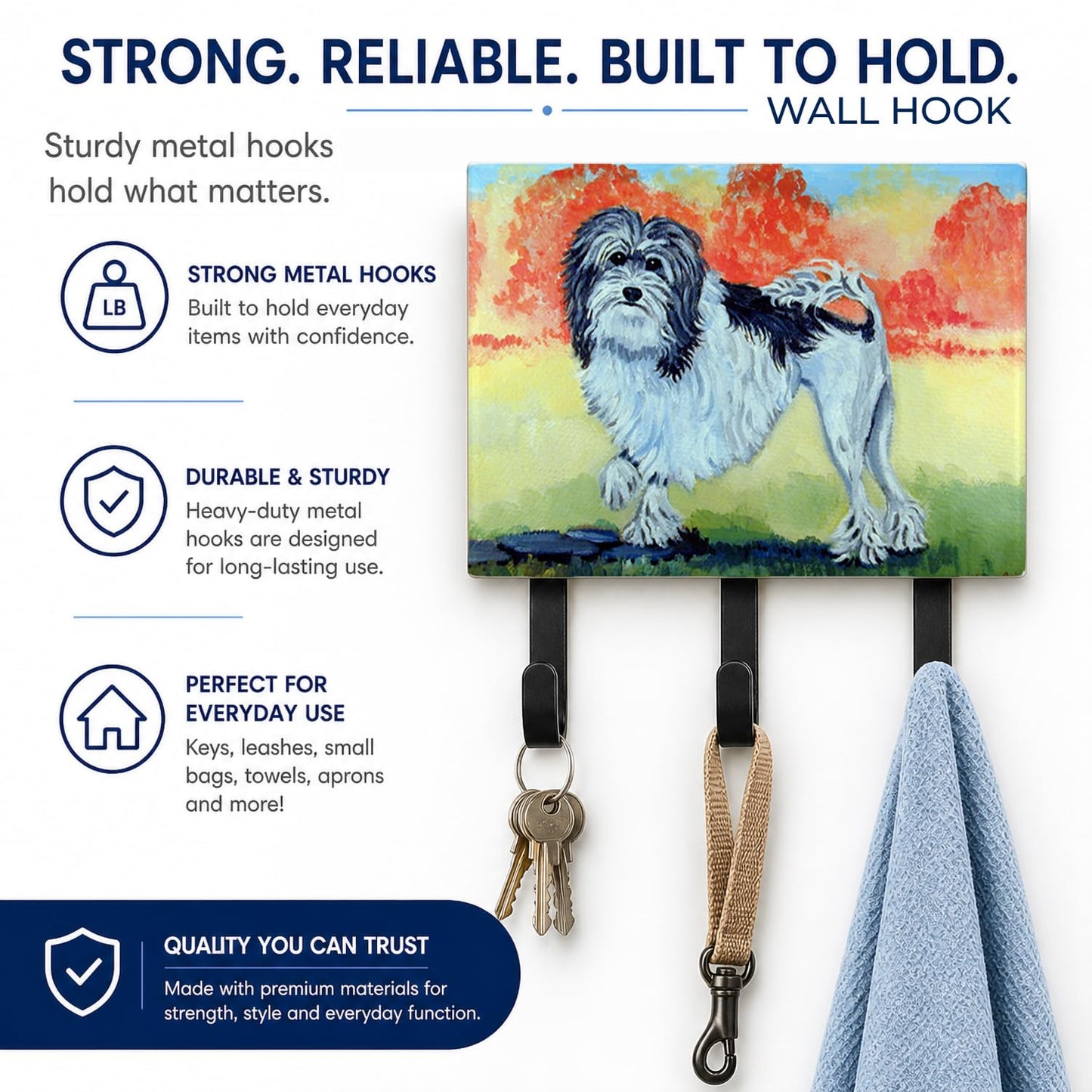Caroline's Treasures 7510TH68 Lowchen Leash or Key Holder, Wall Hooks, Key Hooks Holder, Coat Rack