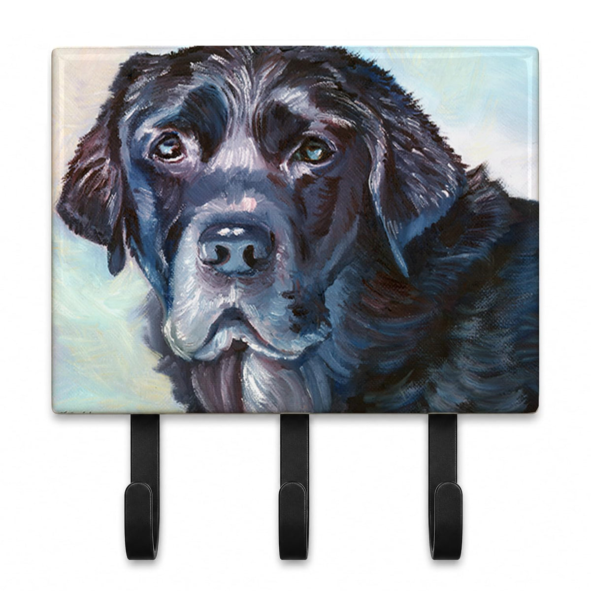 Caroline's Treasures 7419TH68 Black Labrador Face Leash or Key Holder, Wall Hooks, Key Hooks