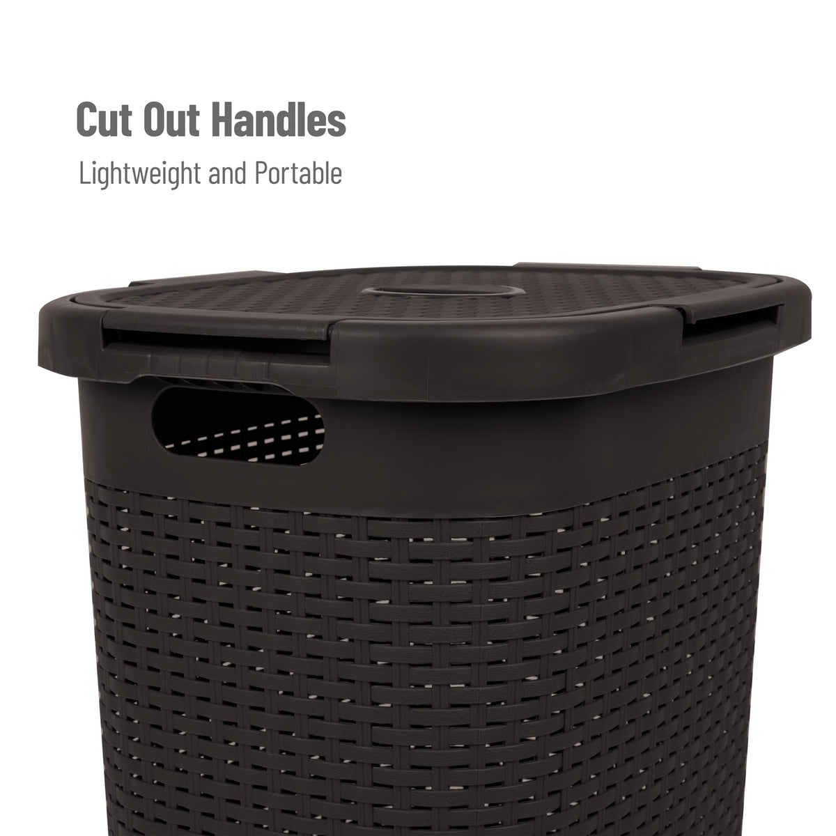 Mind Reader Slim Laundry Hamper with Lid, 60L Tall Clothes Basket, Narrow Tapered Design for