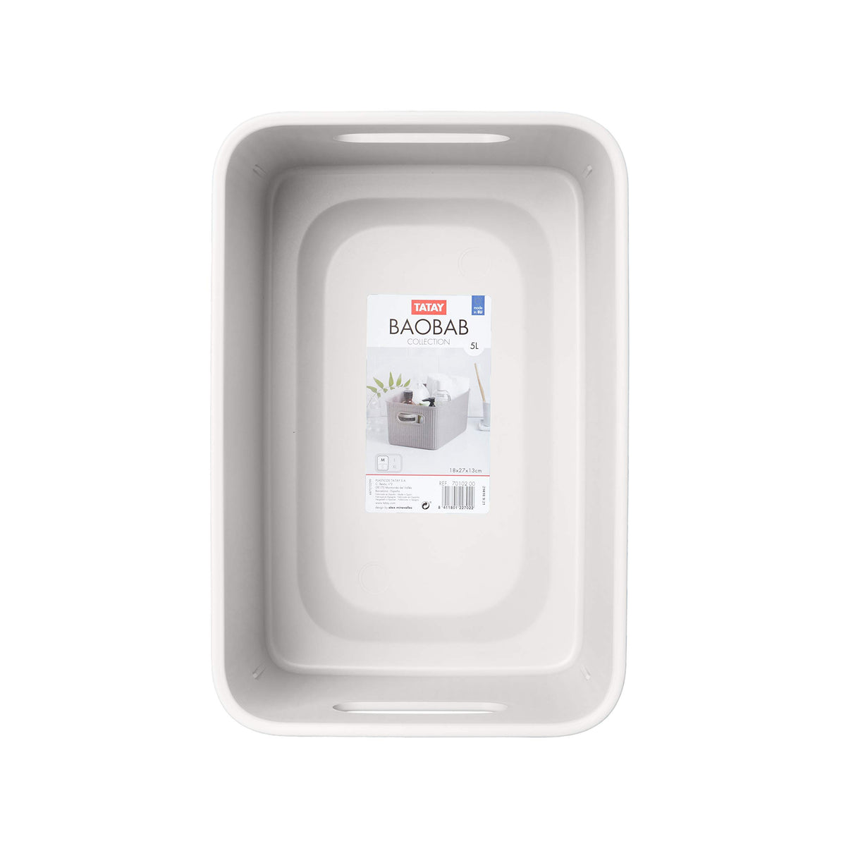 TATAY Baobab Multi-purpose Storage Basket Medium with Capacity for 5 Litres, White Pergamon, 18.1 x
