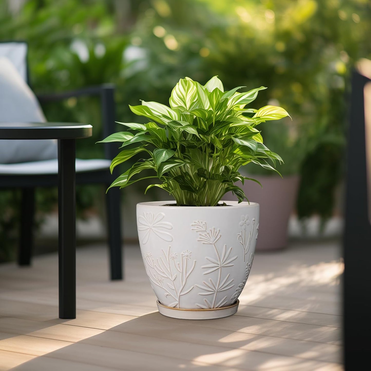 10 Inch Plant Pot Ceramic Planter Pot with Drainage Hole and Saucer Round Planter Large Flower Pot