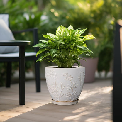 10 Inch Plant Pot Ceramic Planter Pot with Drainage Hole and Saucer Round Planter Large Flower Pot