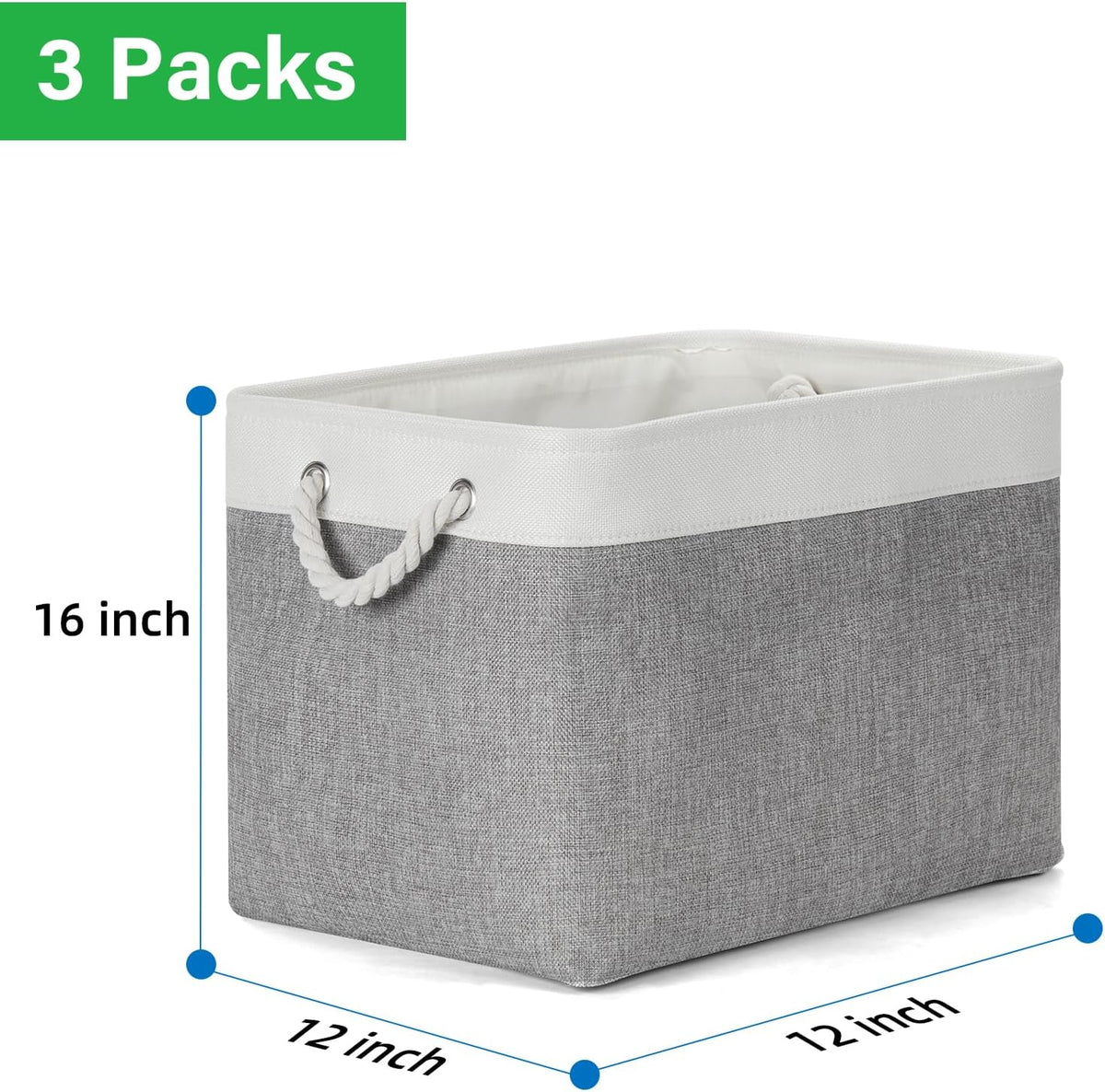 Bidtakay Large Storage Baskets for Organizing 3-Pack Fabric Closet Organizers Storage Bins with