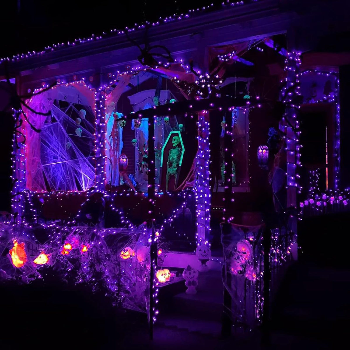 EEW 2 Pack 200 LED Solar Halloween Lights Outdoor Waterproof, Solar String Lights for Outside
