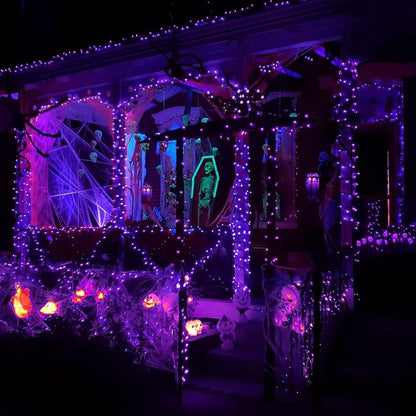 EEW 2 Pack 200 LED Solar Halloween Lights Outdoor Waterproof, Solar String Lights for Outside