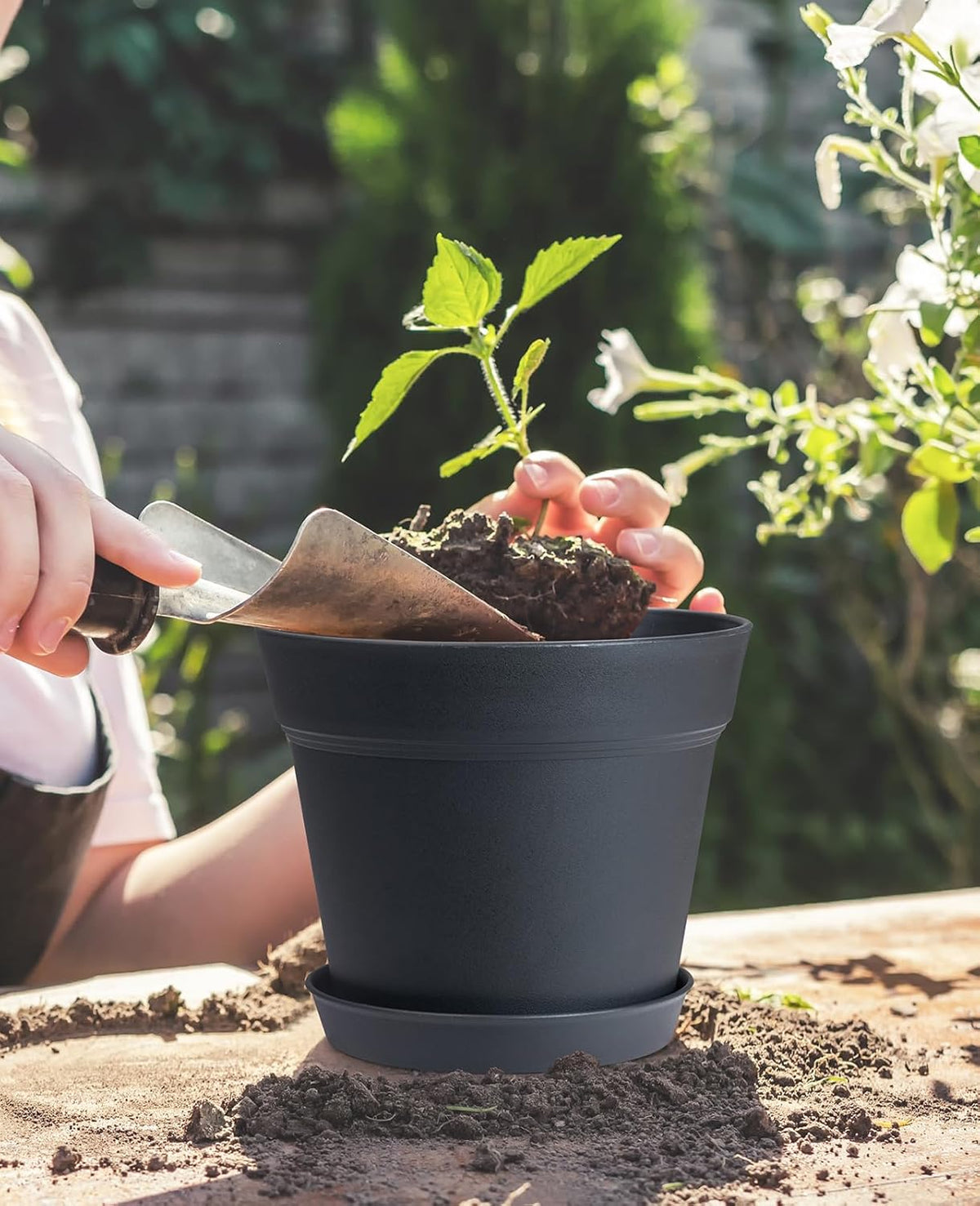 homenote Pots for Plants, 15 Pack 6 Inch Plastic Planters with Multiple Drainage Holes and