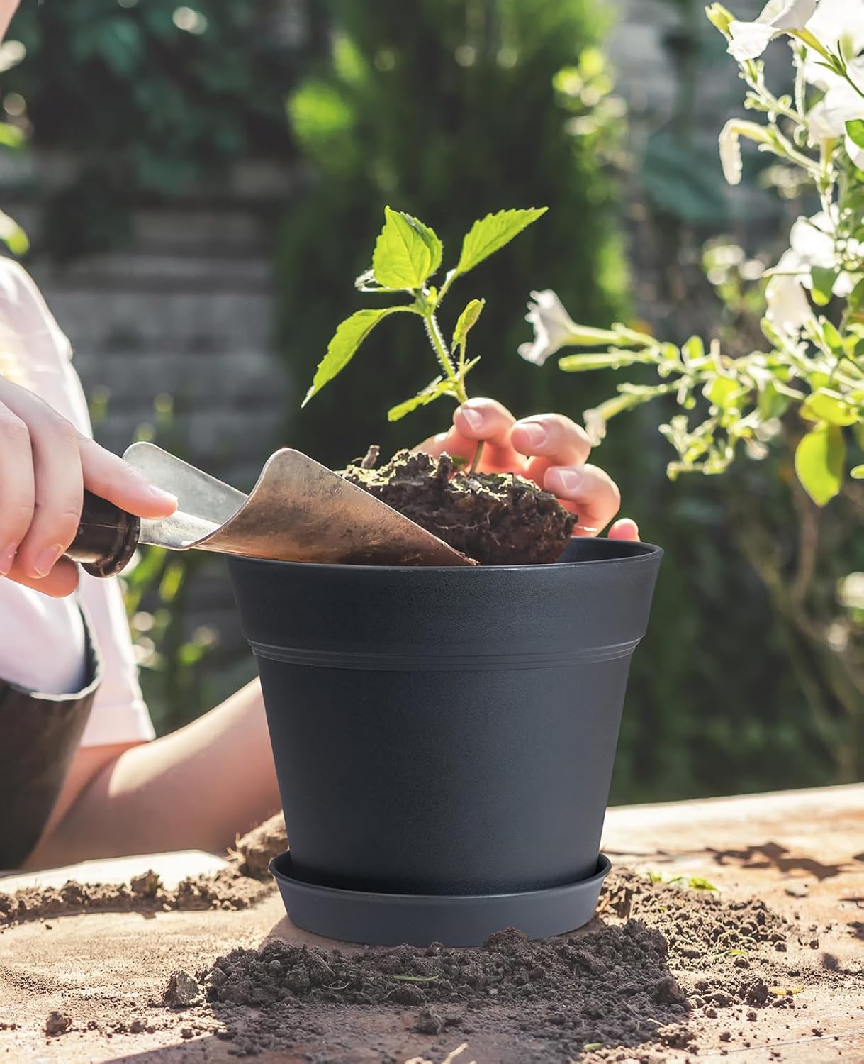 homenote Plant Pots,6/7.5 Inch Flower Pots for Plants Plastic Planters for Indoor with Multiple