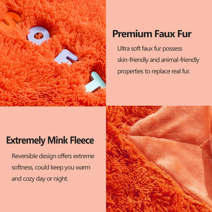 GONAAP Fuzzy Faux Fur Throw Blanket Queen Size Orange Super Soft Cozy Plush Fuzzy Shaggy Blanket