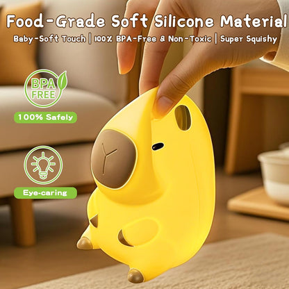 Cute Capybara Night Light, LED Squishy Novelty Animal Night Lamp,2 Levels Dimmable/Timer Nursery