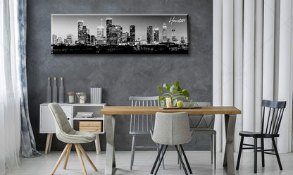 DJSYLIFE Houston Skyline Canvas Wall Art Decor Black & White City Pictures Painting Texas Cityscape