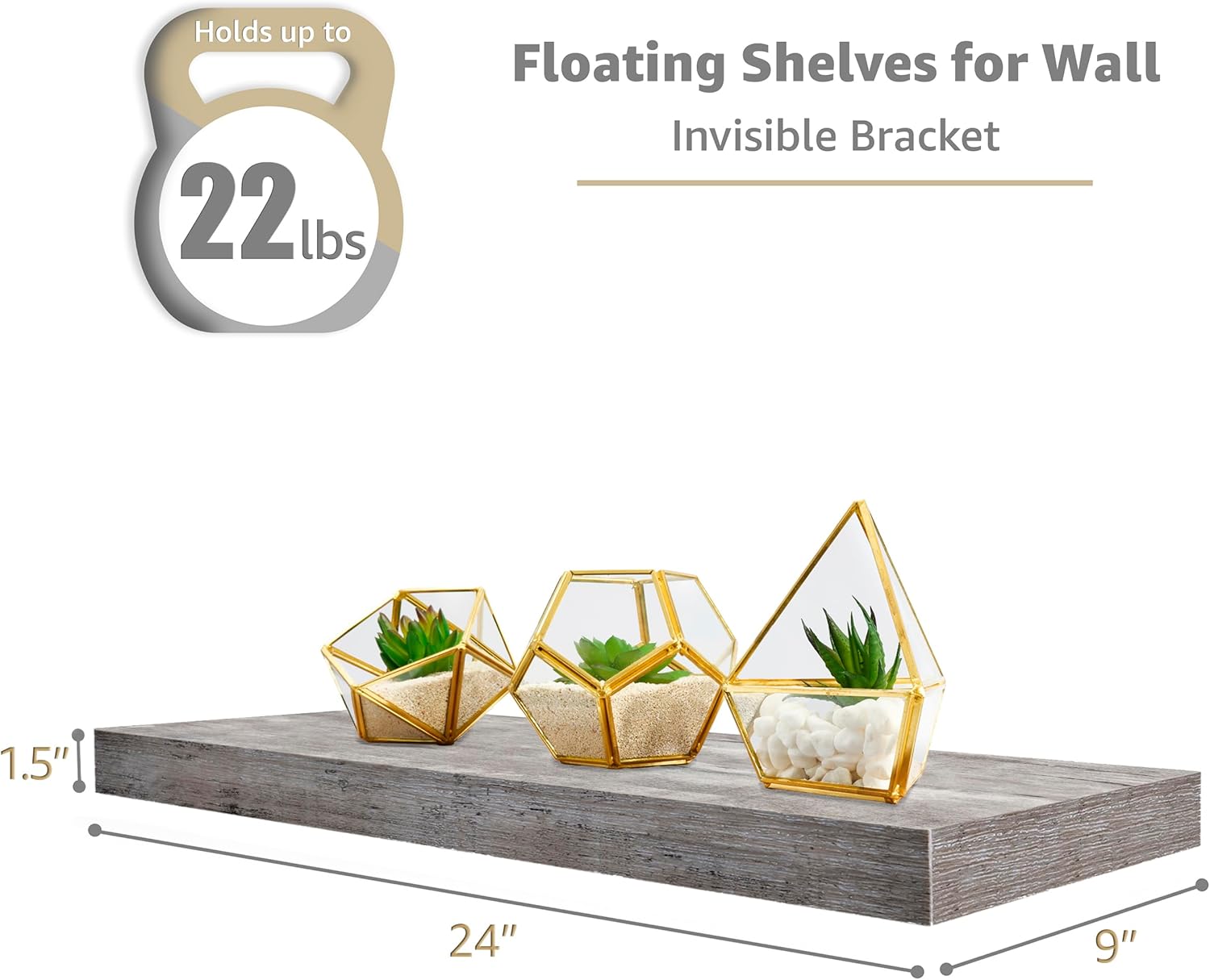 Sorbus Floating Shelves for Wall - 24" Bathroom Shelves, Wall Decor for Bedroom, Kitchen, Living