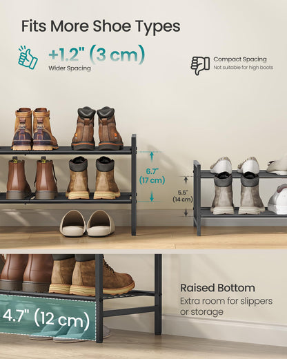 SONGMICS Metal Shoe Rack, Free Standing Shoe Organizer for Entryway Closet Garage Small Spaces