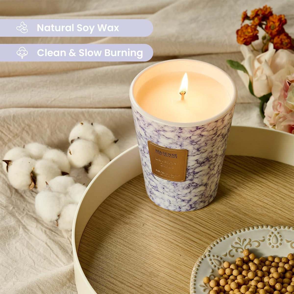 M&SENSE LavenderCitrus Scented Candles for Home, Lead-Free Wick Highly Scented Jar Candles, 14.1 Oz