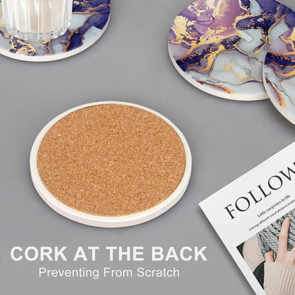Purple Agate Coasters with Holder Drink Coaster Set of 6 Modern Marble Coasters Unique Coaster for