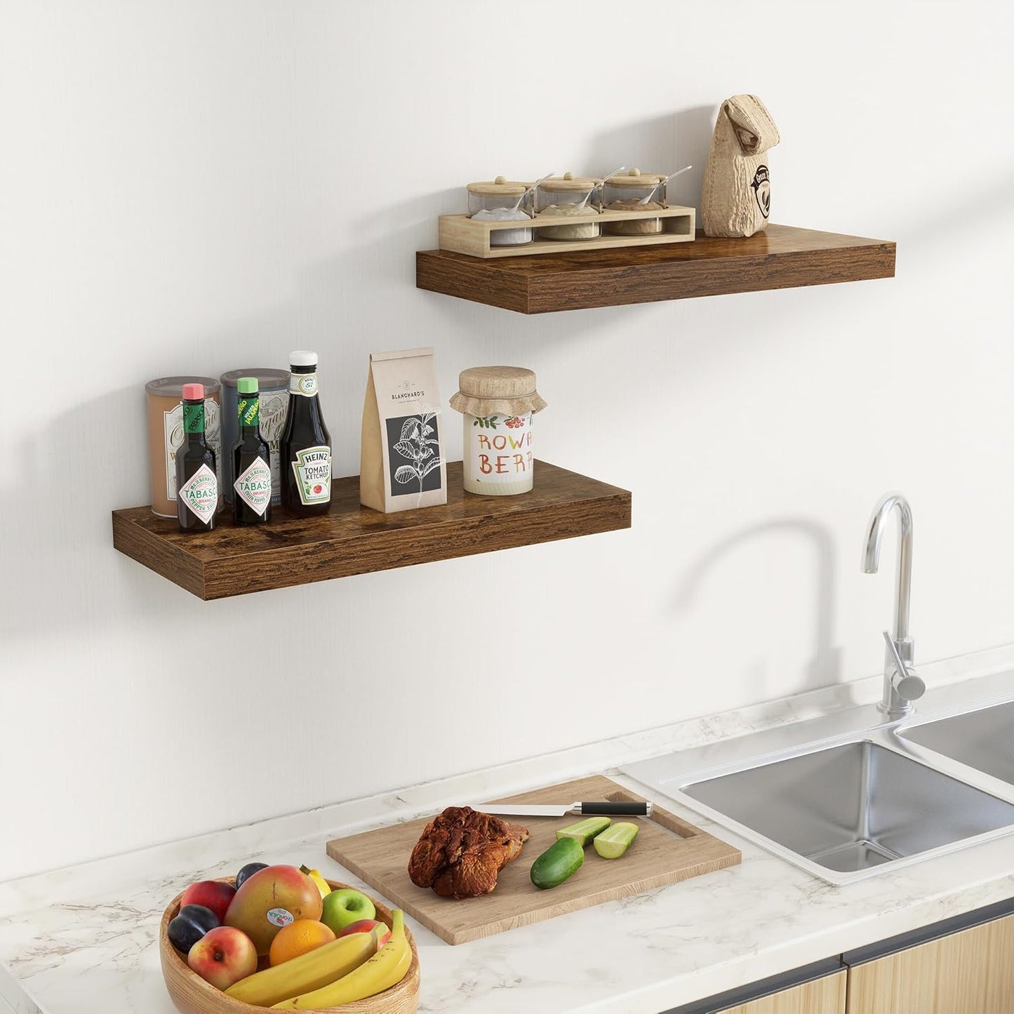 Fun Memories 24 Inch Floating Shelves Wall-Mounted, 10 Inch Deep Wall Shelves, 24 x 10 Floating