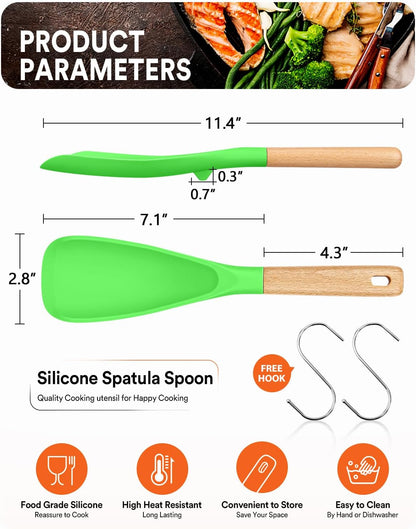 Cooking Spoon for Nonstick Cookwares, Great for Cooking and Serving Sturdy BPA-Free Matte Silicone