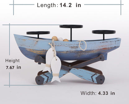 Nautical Votive Candle Holder, Ocean Themed Farmhouse Boat Candle - Marine Beach Style Handmade