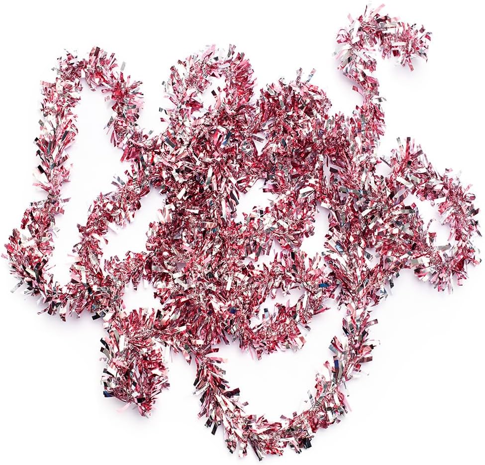 Anderson's Light Pink & Silver Sparkle Glitter Metallic Tinsel Twist for Trailer Or Golf Cart, 4