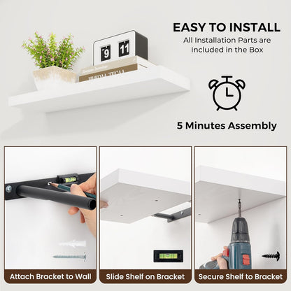 36 inch Floating Shelves Wall Shelves for Office with Invisible Brackets, 8 inch Deep Shelves for
