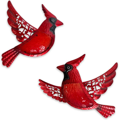 HONGLAND Metal Cardinal Wall Art 12inch Metal Birds Wall Sculpture Garden Decoration Outdoor Statue