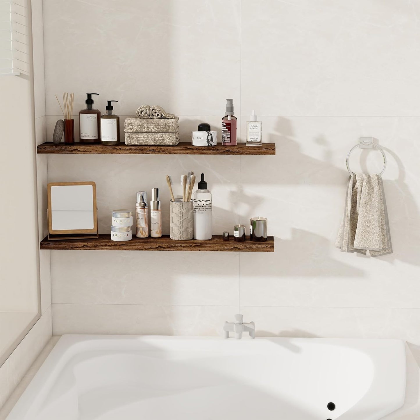 36Inch Floating Shelves for Wall 2 Pack Wood Shelves for Kitchen, Bathroom, Bedroom Wall Mounted