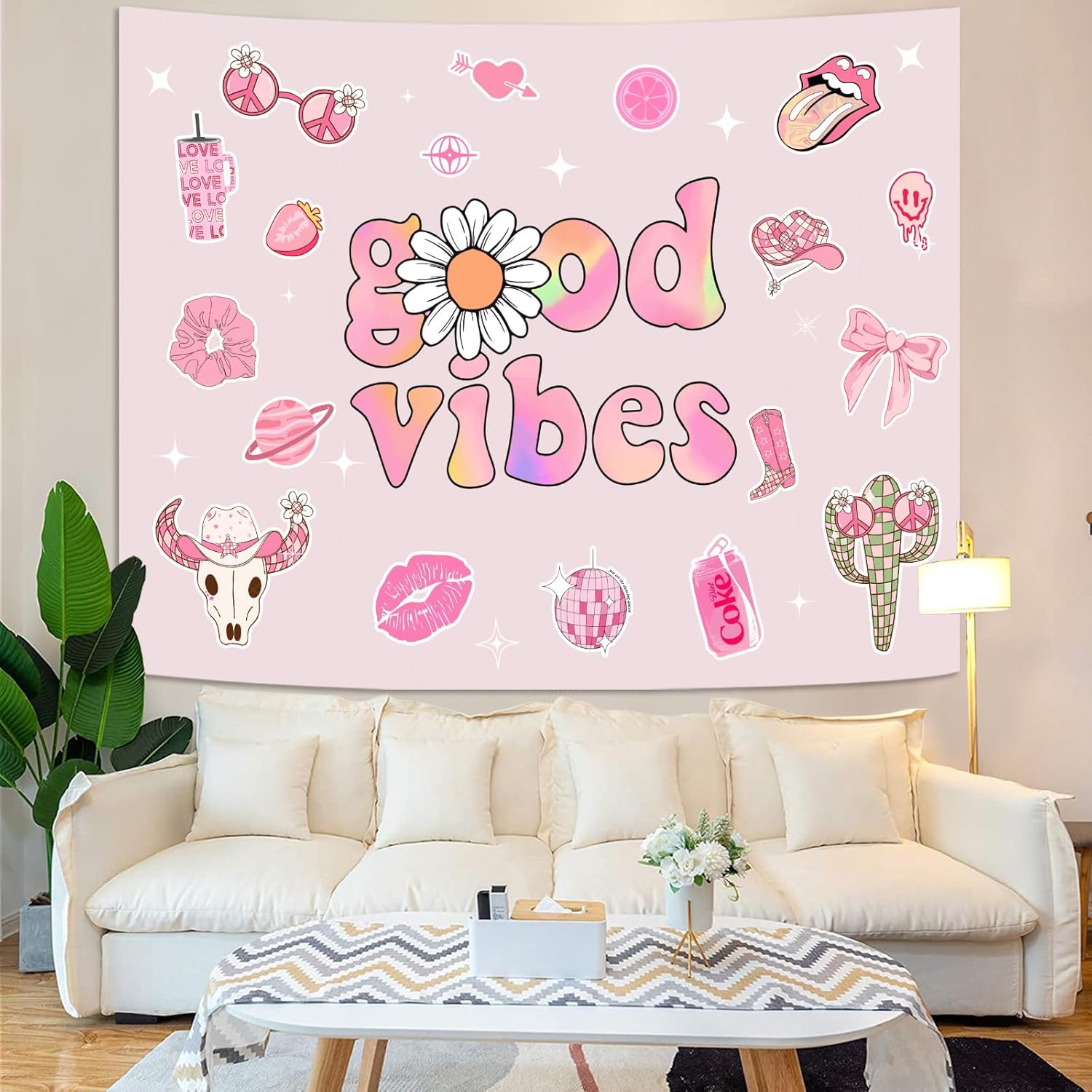 Lunerfex Y2K Tapestry Pink Wall Tapestry, Cute Tapestries for Bedroom Funny Tapestries Wall Hanging
