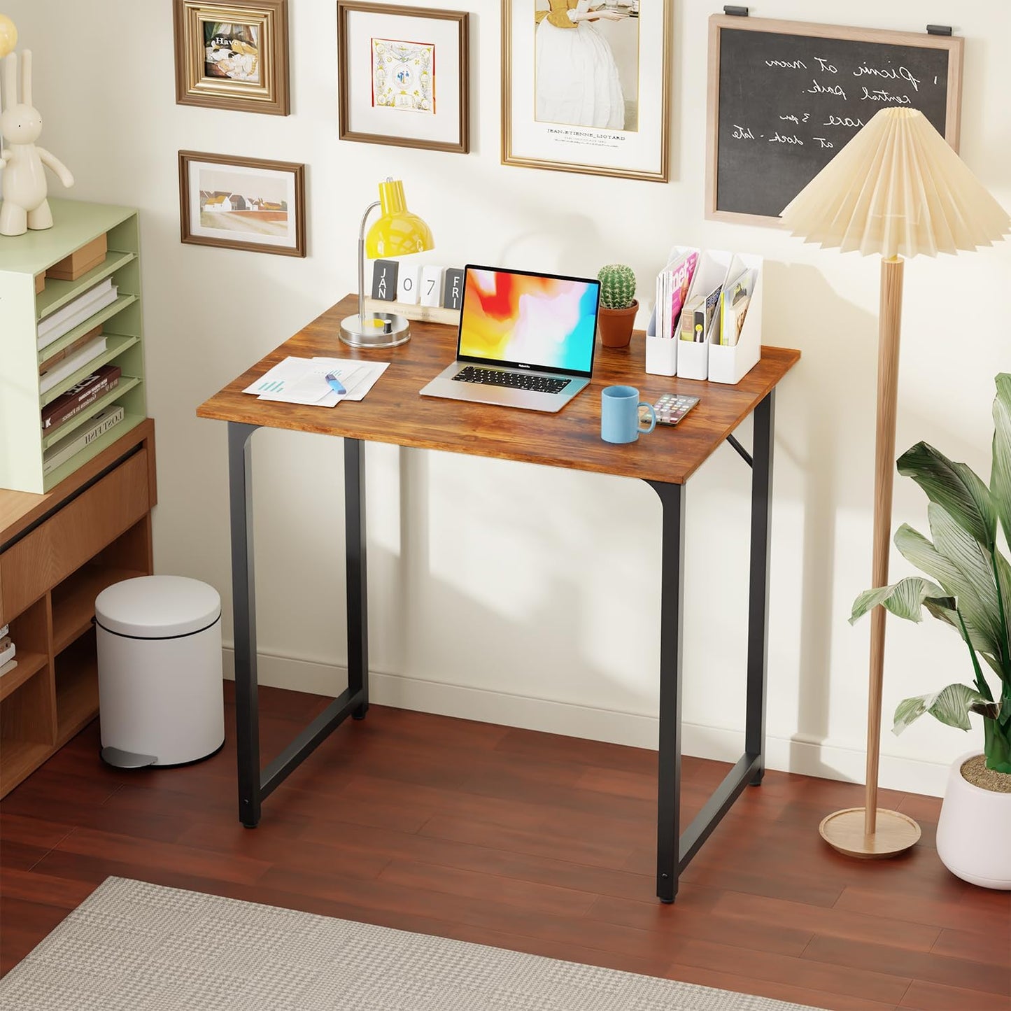 PayLessHere | 32 Inch Computer Desk | Vintage | Office Desk with Metal Frame, Adjustable Feet |