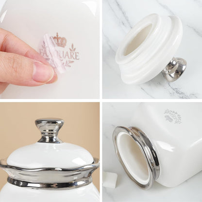 fanquare 30 OZ Cookie Jar, White Kitchen Canisters Set of 3, Farmhouse Porcelain Decorative Jars