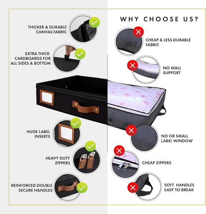 HOMELUX THEORY 2pc Under Bed Storage Containers, Bedroom Under the Bed Drawer Storage Organizer