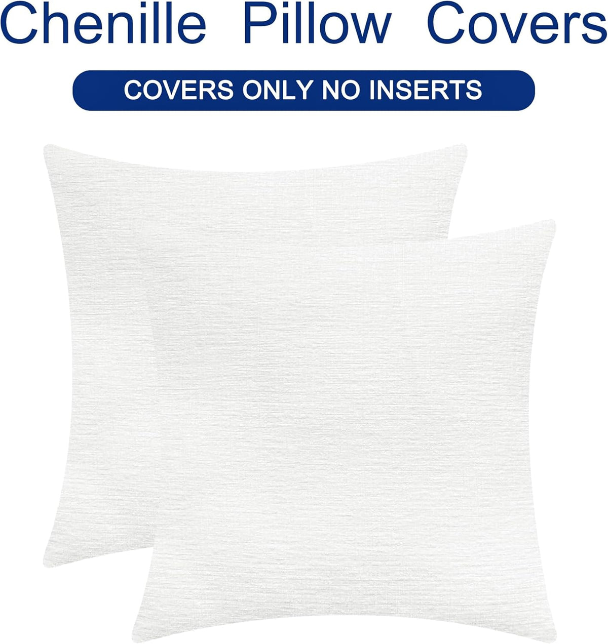 CaliTime Throw Pillow Covers Decorative 18 X 18 Inches Pack of 2 Cozy Chenille Cushion Cases for