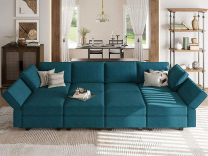 Belffin Modular Sectional Sleeper Sofa Bed Convertible Sectional Couches for Living Room. Peacock