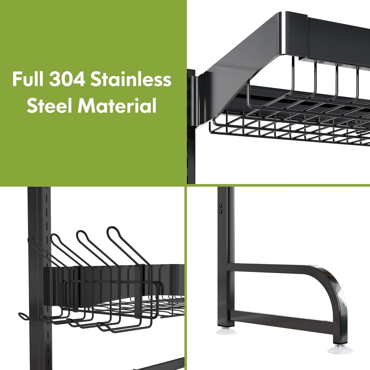3 Tier Extra Large Stainless Steel Expandable Over The Sink Dish Drainer Drying Rack, Rust Proof