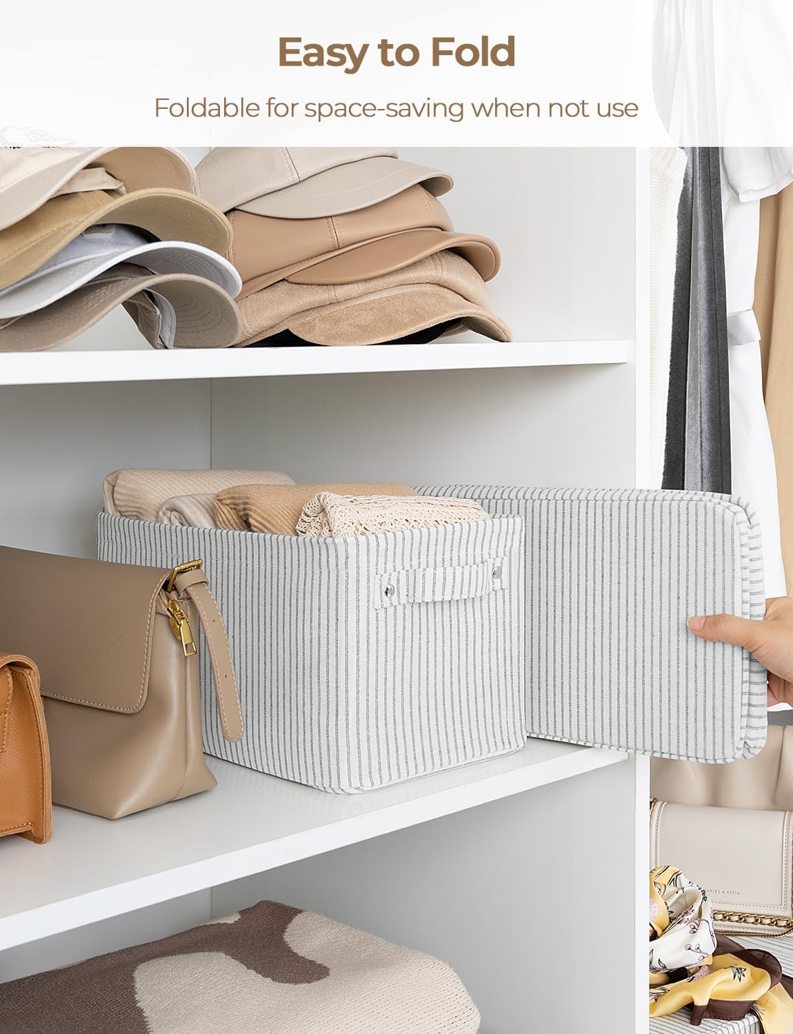StorageWorks Narrow Storage Bins, Small Basket for Closet and Shelves, Rectangular Fabric Organizer