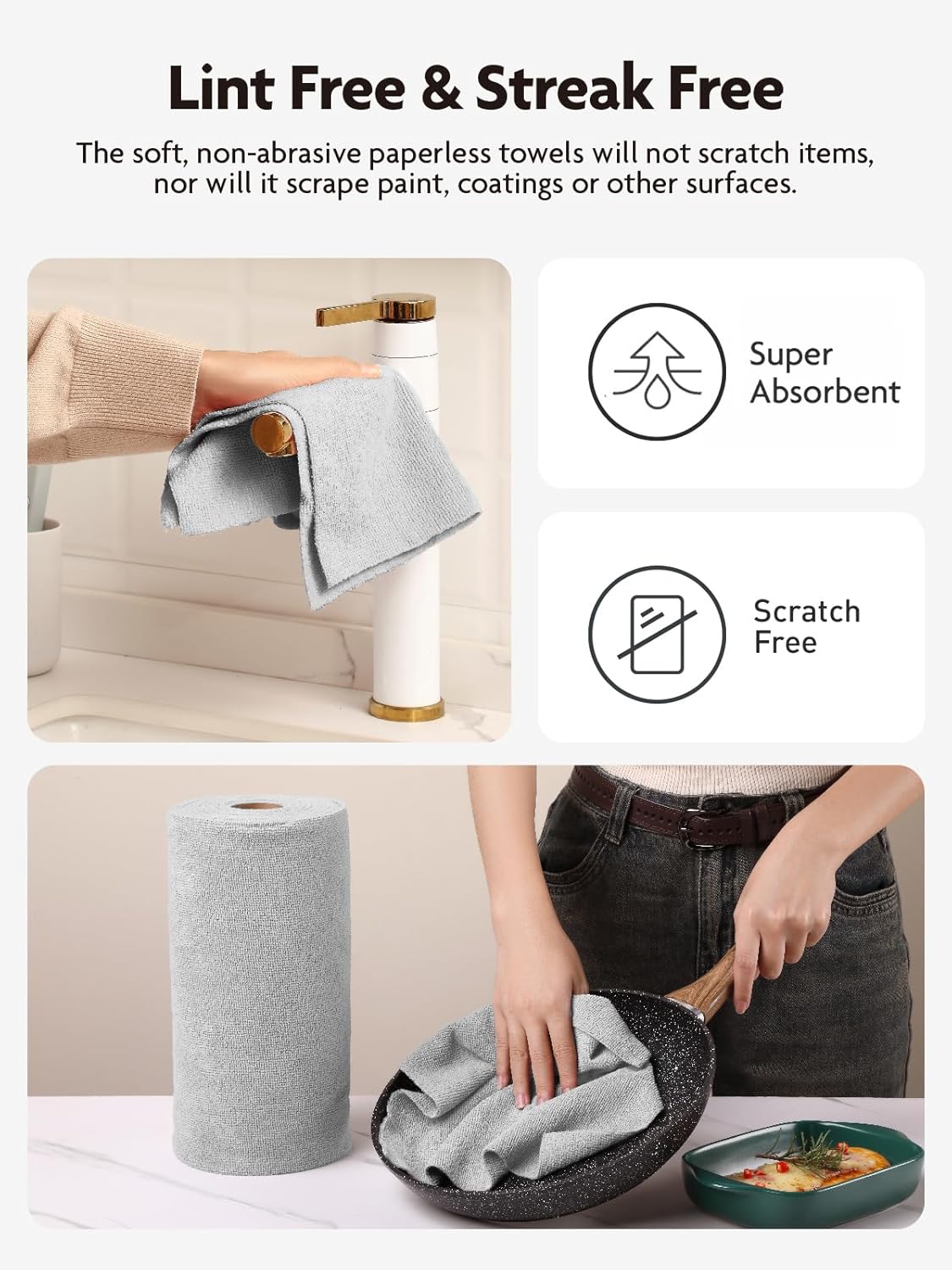 Fantasticlean Microfiber Cleaning Cloth Roll -40 Pack, Tear Away Microfiber Towels, 12" x 12"