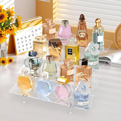 Acrylic Display Riser Stand Shelf Clear 4 Tier Cupcake Stand Perfume Display Holder Figures Desktop