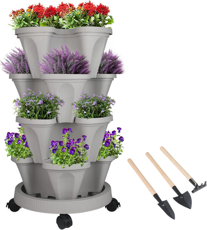 Vertical Planter 4 Tier Stackable Planters Garden Planters Strawberry Herb Flower and Vegetable
