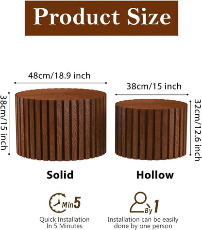 Round Nesting Coffee Table Set of 2 Modern Round Walnut Coffee Table Small Circular End Table Side
